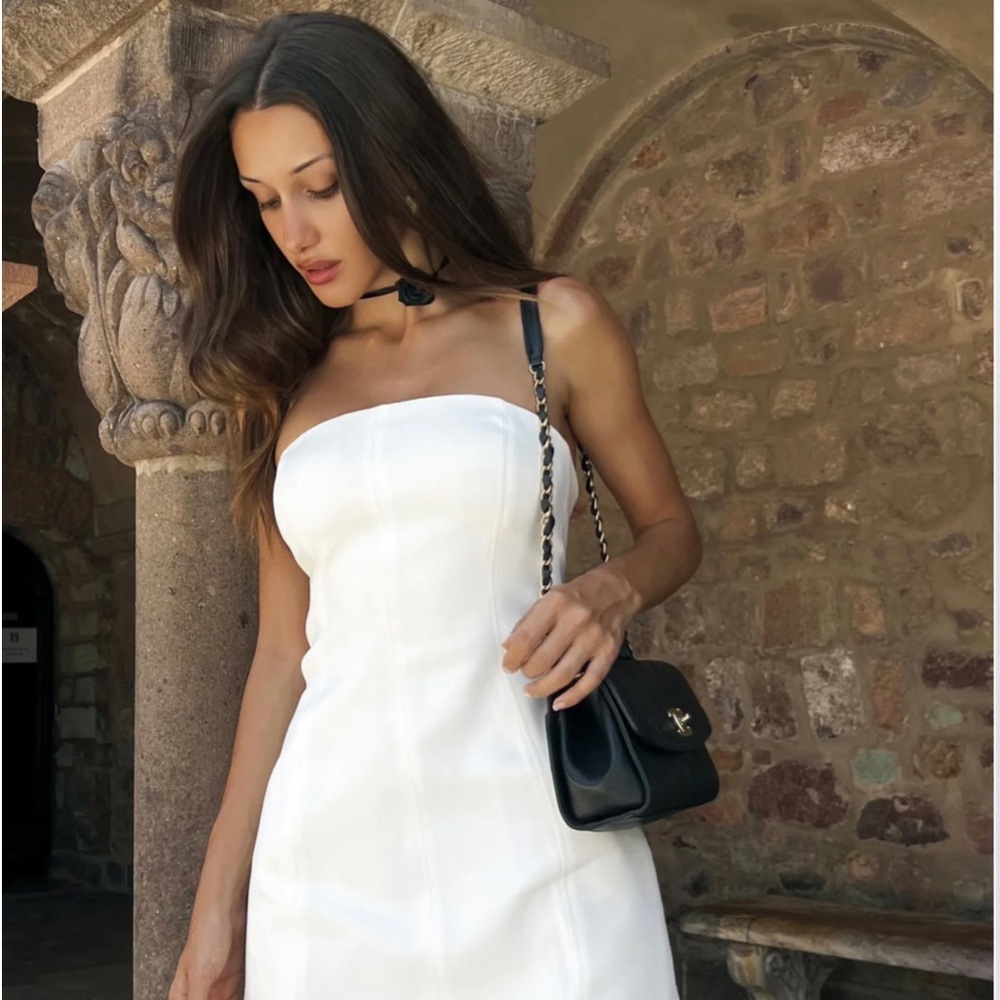 White Crepe Mini Dress